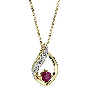 9ct Gold Two Colour Ruby and Pave Diamond