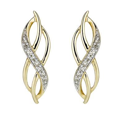 Two Colour Diamond Set Twist Drop