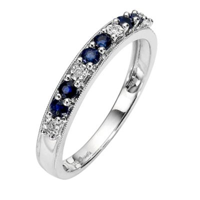 9ct White Gold Sapphire and Diamond Ring