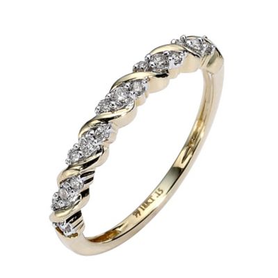 18ct Gold Two Colour 0.15 Carat Diamond Crossover Ring - Product number 8448132