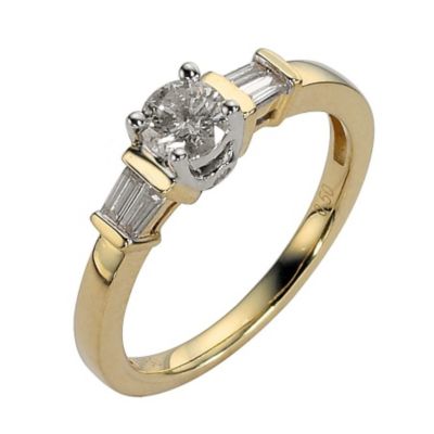 18ct Gold Two Colour Half Carat Diamond Solitaire Ring