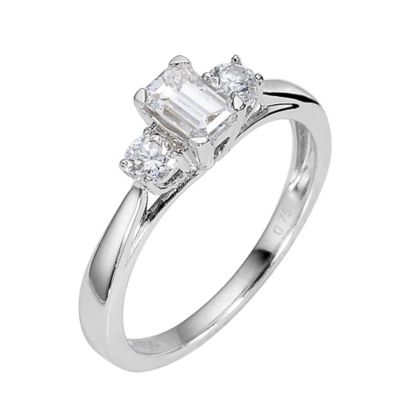 18ct White Gold Two Third Carat Emerald Cut Diamond Ring