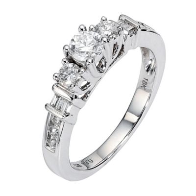 18ct White Gold Three Stone Two Third Carat Diamond Ring - Product number 8451729