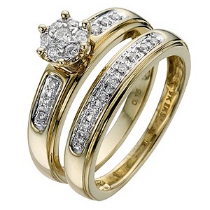 Perfect Fit 9ct Yellow 1/5 Carat Diamond Bridal Set