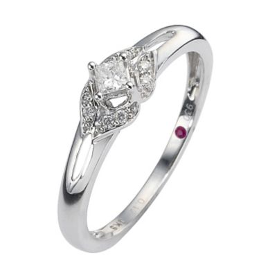 Cherished Silver Princess Cut Diamond Ring with Pave Set Surround - Product number 8456674