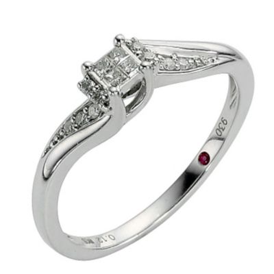 Cherished Silver Diamond Princessa Ring