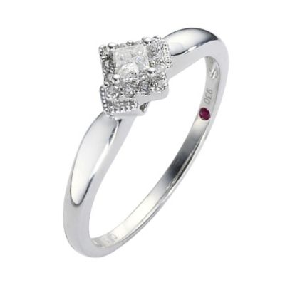 Cherished Silver 0.15 Carat Princess Cut Diamond Ring - Product number 8457077