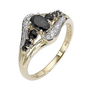 9ct Gold Sapphire and Diamond Twist Ring
