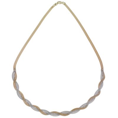 9ct Gold Two Colour Plait Collar Necklace