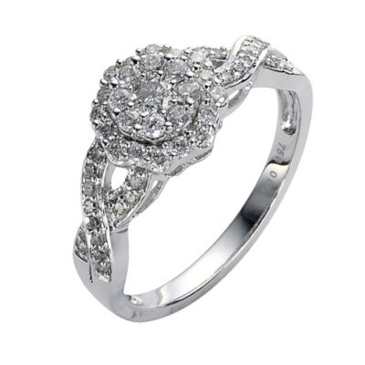 18ct White Gold Half Carat Diamond Cluster Ring - Product number 8459185