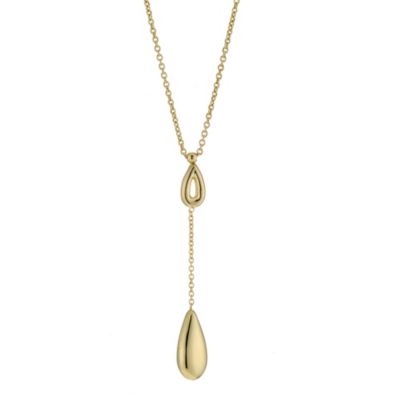 9ct Yellow Gold Oval And Nugget Drop Necklace