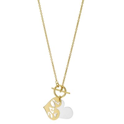 9ct Yellow Gold And Silver Love Heart Necklace
