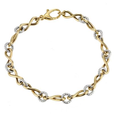 9ct Two Colour Gold Figure of Eight Bracelet