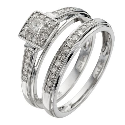 9ct White Gold 0.40 Carat Diamond Bridal Set