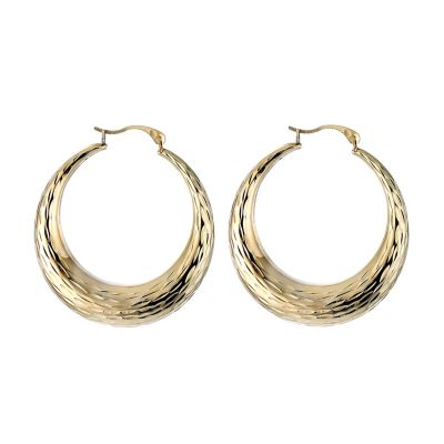 9ct Gold Diamond Cut Creole Earrings