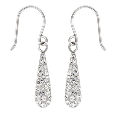 9ct White Gold Crystal Bomb Drop Earrings - Product number 8461341
