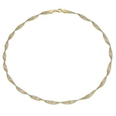 H Samuel 9ct Two Colour Gold Twist Herringbone Bracelet