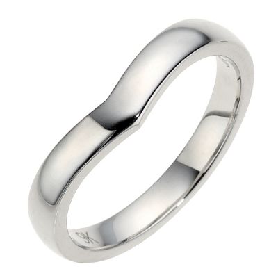 Unbranded 9ct White Gold Plain Shaped Wedding Band. 3mm.