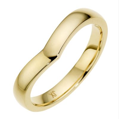 9ct Yellow Gold Plain Shaped Wedding Band. 3mm.