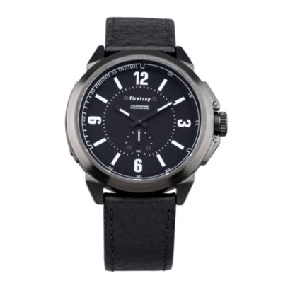 Firetrap Men's Black Multi Dial Leather Strap Watch - Product number 8462593