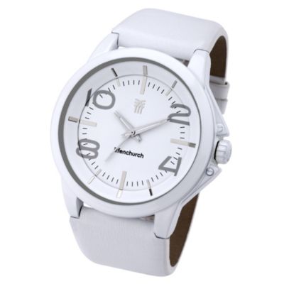 Fenchurch Hayles Men's White Dial White Leather Strap Watch - Product number 8463778