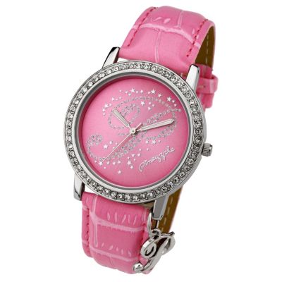 Pineapple Ladies' Stone Set Pink Leather Strap Watch - Product number 8463921