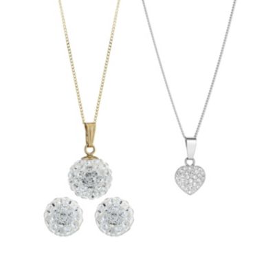 Evoke 9ct Gold Crystal Pendant and Earrings Set