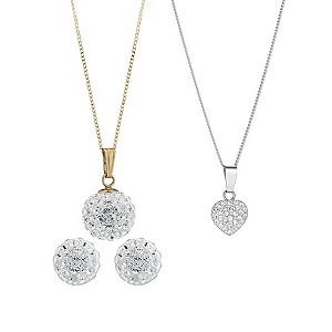 9ct Gold Crystal Pendant and Earrings Set