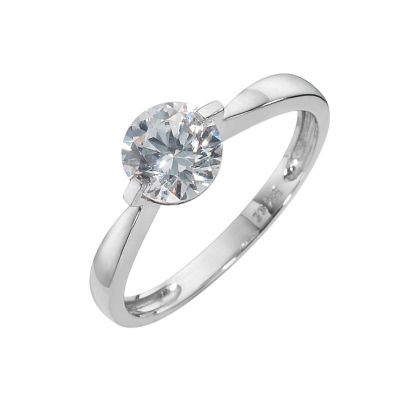 9ct white gold solitaire ring made with Swarovski Zirconia