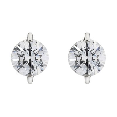 9ct white gold made with Swarovski Zirconia stud earrings Ernest Jones