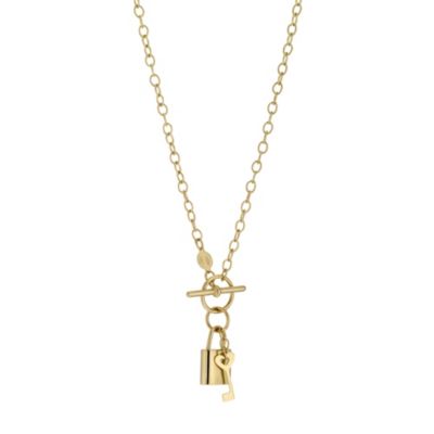 9ct Yellow Gold Padlock And Key Chain Necklace