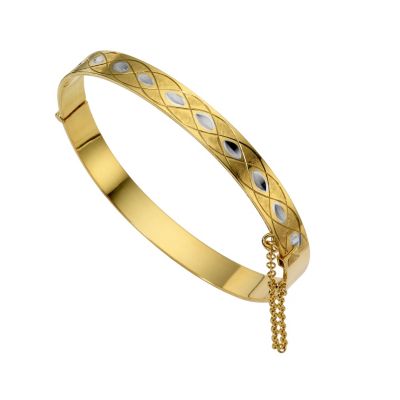 H Samuel 9ct Rolled Gold Two Colour Diamond Cut Bangle