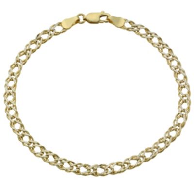 9ct two colour gold & rhodium curb 7.5" bracelet - Product number 8468524