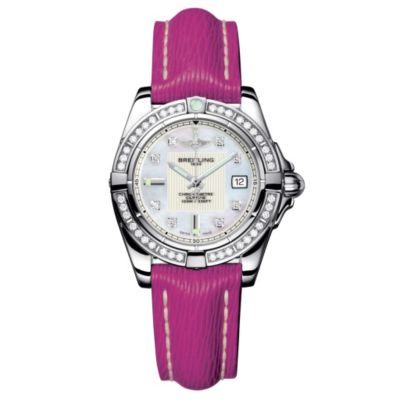 Breitling Galactic 32 ladies' pink leather strap watch Ernest Jones