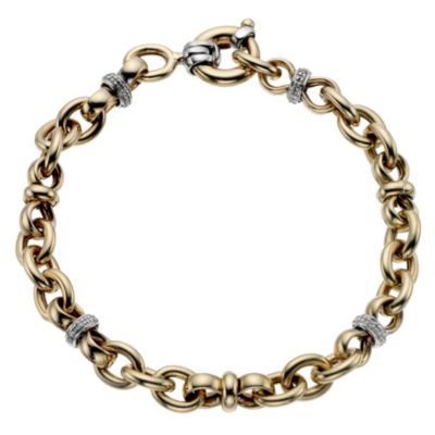 9ct yellow gold & diamond link bracelet - Product number 8469342