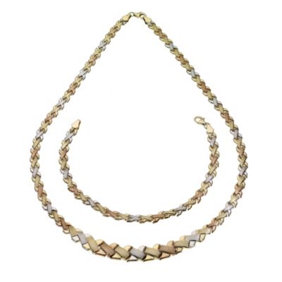 H Samuel 9ct Three Colour Gold Bracelet and Necklace Gift