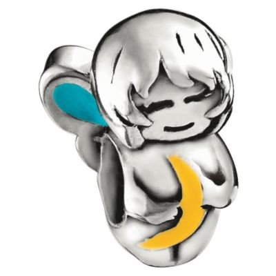 Miss Chamilia - sterling silver and enamel moon fairy kid's bead - Product number 8470731