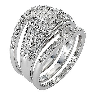 9ct White Gold Half Carat Diamond Bridal Ring Set