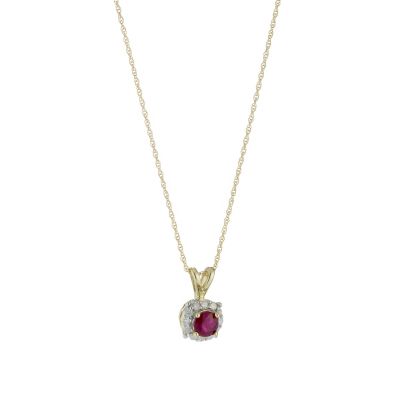 9ct Gold Ruby and Diamond Pendant