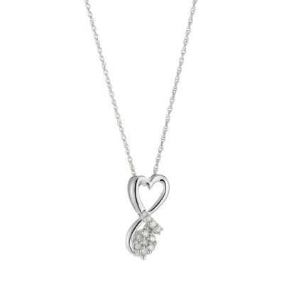 9ct White Gold Diamond Set Heart Shaped Pendant - Product number 8471924