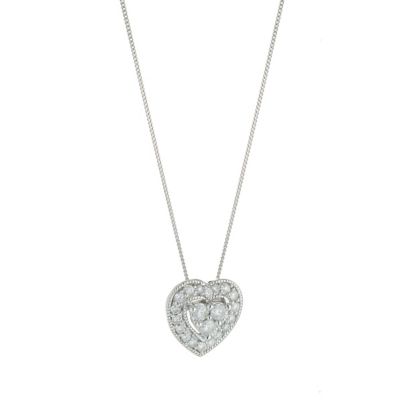 9ct White Gold Fifth Carat Diamond Set Heart