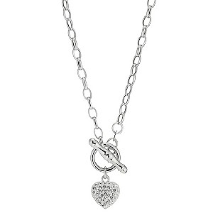 9ct White Gold Crystal Heart Chain Pendant