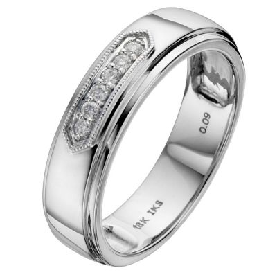 Perfect Fit 18ct White Gold Pave Set Diamond Wedding Ring