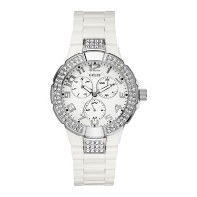 Guess Ladies' Multi Dial Stone Set White Bracelet Watch
