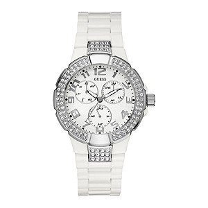 Guess Ladies' Multi Dial Stone Set White Bracelet Watch