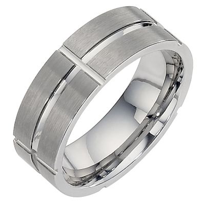Tungsten Matt and Polished Groove Ring - Product number 8477256