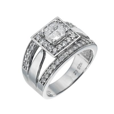 Silver Plated Cubic Zirconia Ring. Size L - Product number 8478872