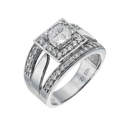 Silver and Platinum Plated Cubic Zirconia Ring. Size P - Product number 8478899