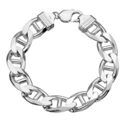 Sterling Silver Mens Anchor Link Bracelet