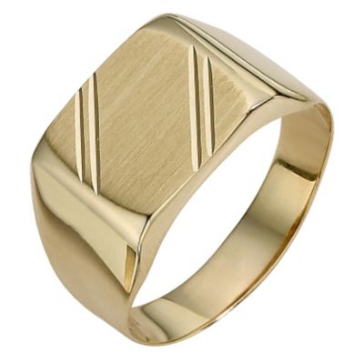 9ct Gold Square Matt and Polished Groove Ring